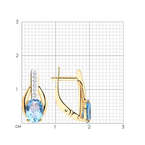 Cercei din aur roșu cu pietre Cubic Zirconia Incolor, Topaz Swiss