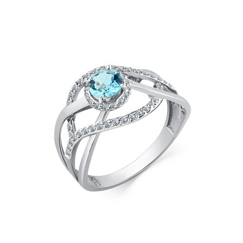 Inel din aur alb cu pietre Cubic Zirconia Incolor, Topaz Swiss
