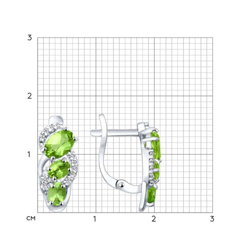 Cercei din argint  cu pietre Cubic Zirconia Incolor, Crisolit