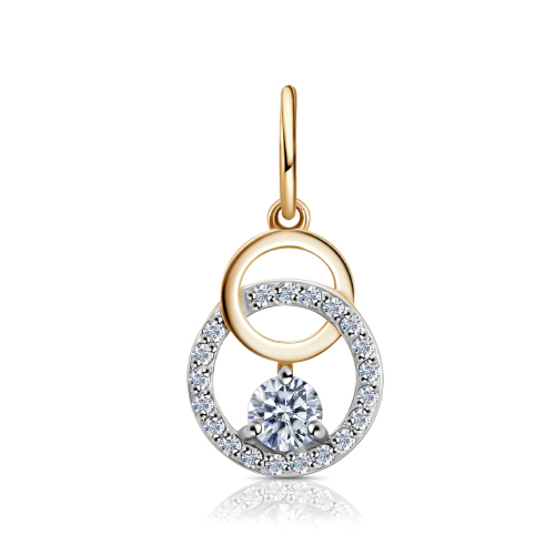 Pandantiv din aur roșu cu pietre Cubic Zirconia Incolor