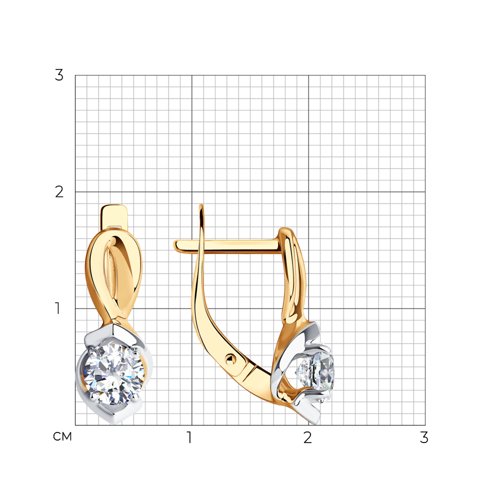Серьги из красного золота с камнями Swarovski
