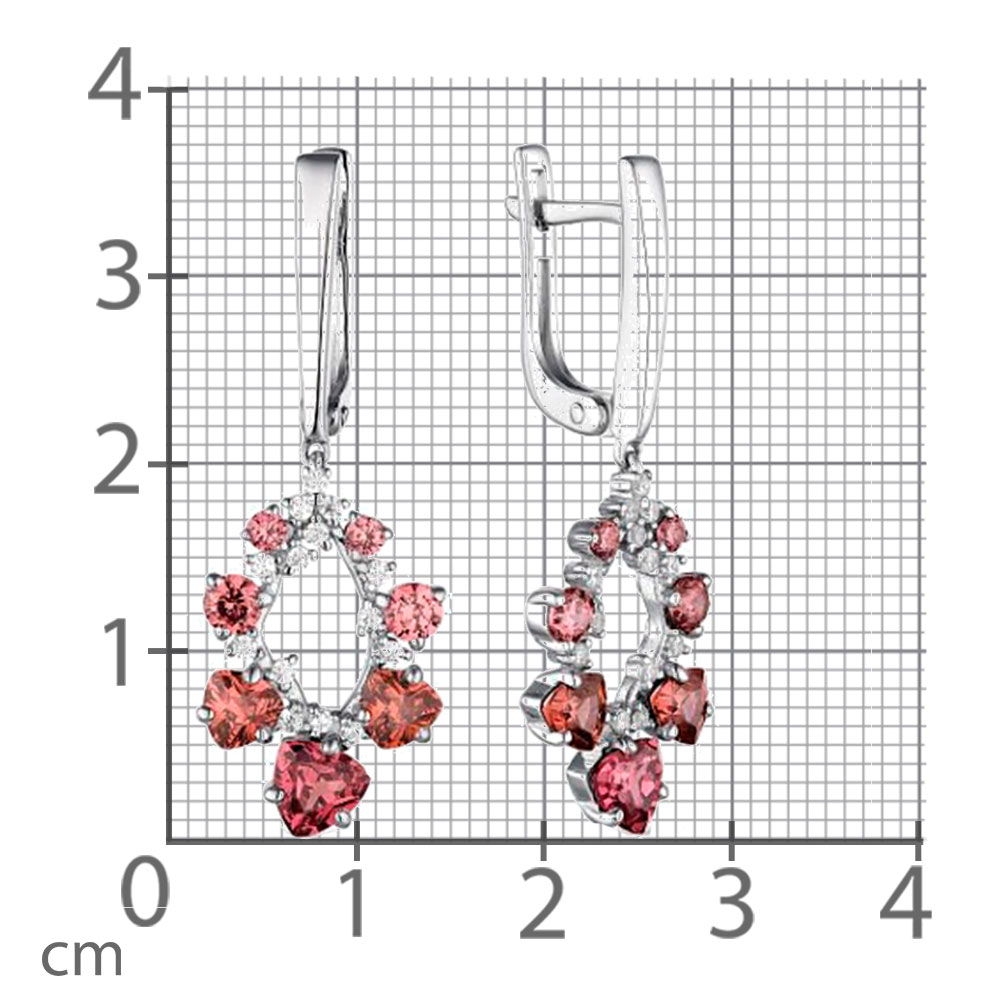 Cercei Suspendați din argint  cu pietre Cubic Zirconia Incolor, Cristal Rodolit