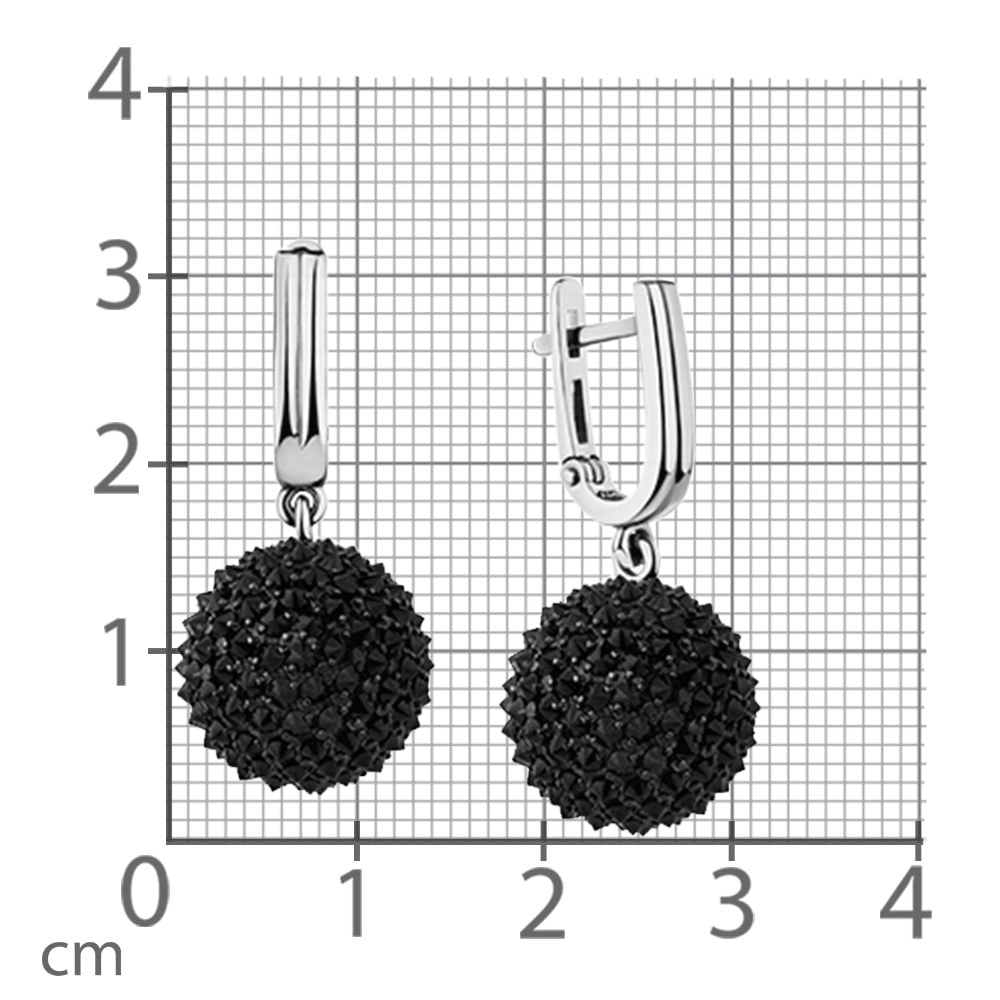 Серьги Длинные из белого золота с камнями Шпинель (синт.)