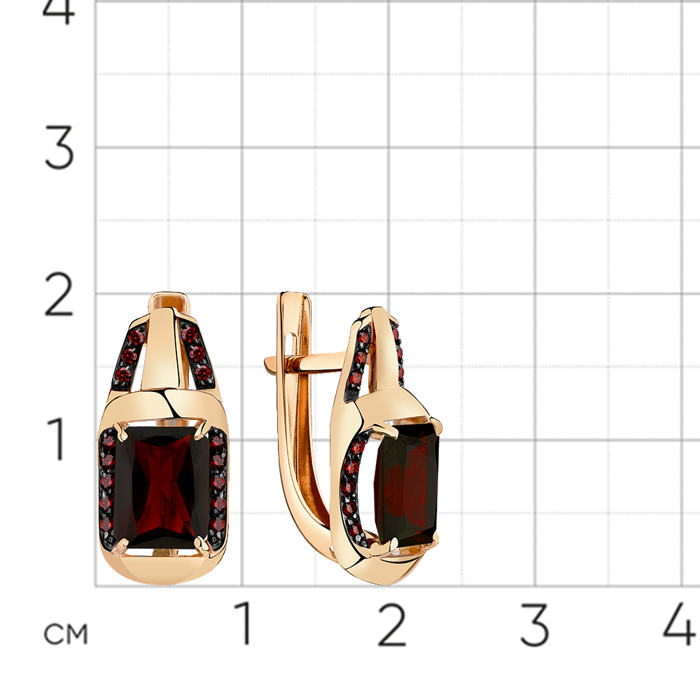 Cercei din aur roșu cu pietre Cubic Zirconia Bordo, Granat