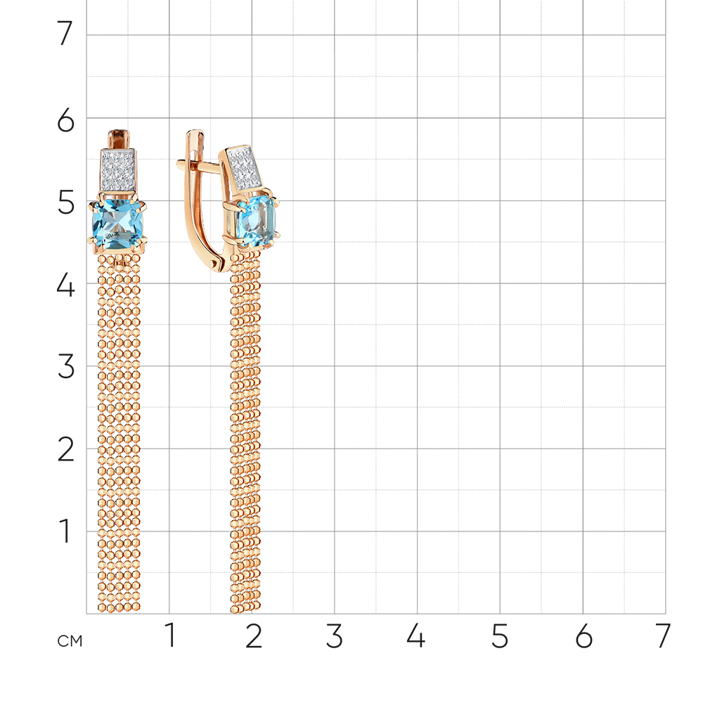 Cercei Suspendați din aur roșu cu pietre Cubic Zirconia Incolor, Topaz Swiss