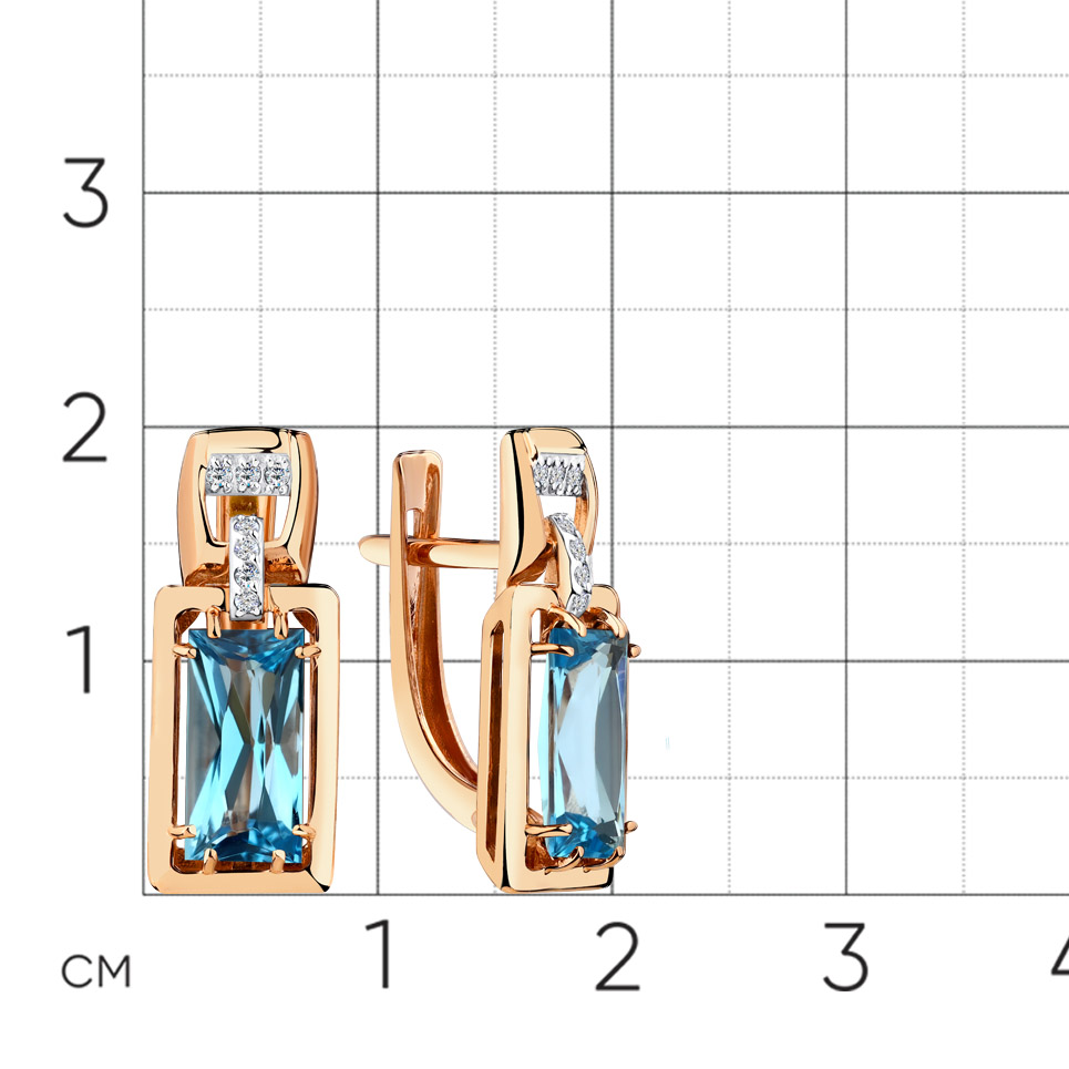 Cercei din aur roșu cu pietre Cubic Zirconia Incolor, Topaz Swiss