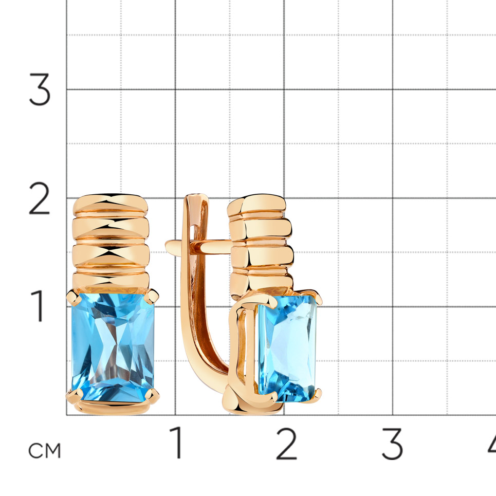 Серьги из красного золота с камнями Топаз Swiss