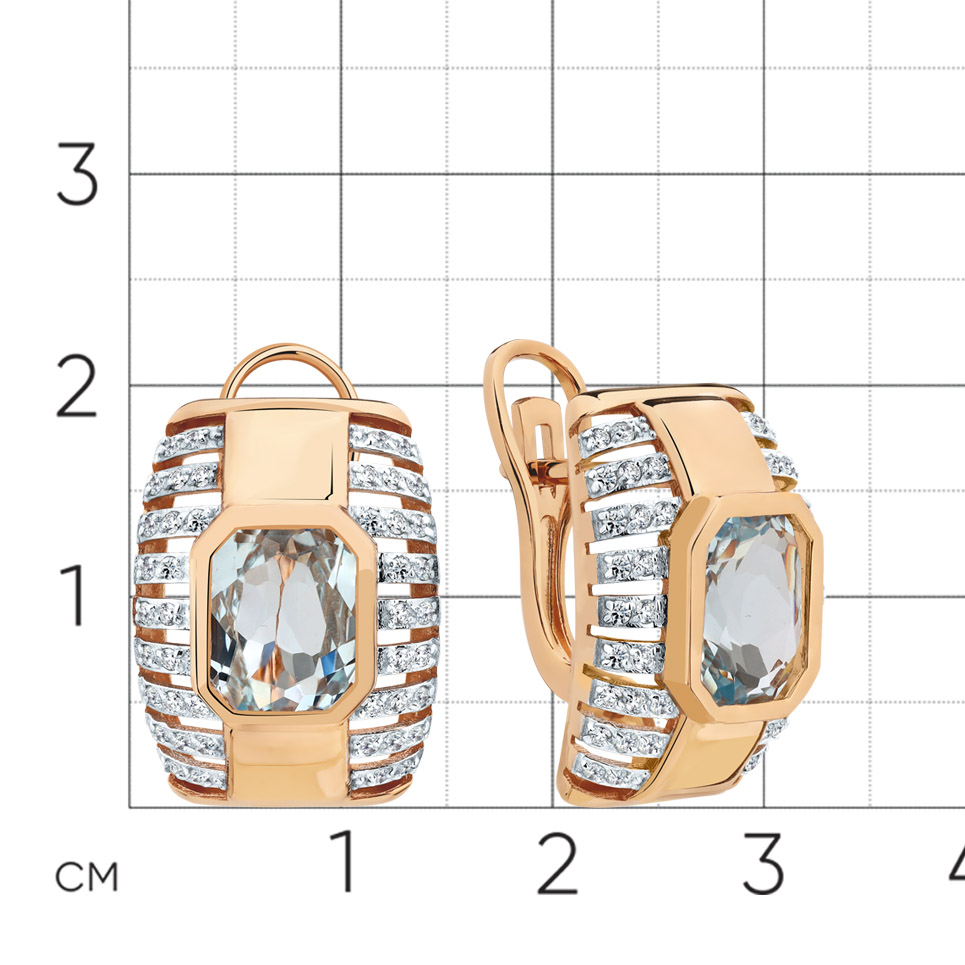 Cercei din aur roșu cu pietre Cubic Zirconia Incolor, Topaz