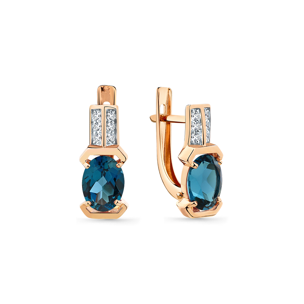 Cercei din aur roșu cu pietre Cubic Zirconia Incolor, Topaz London