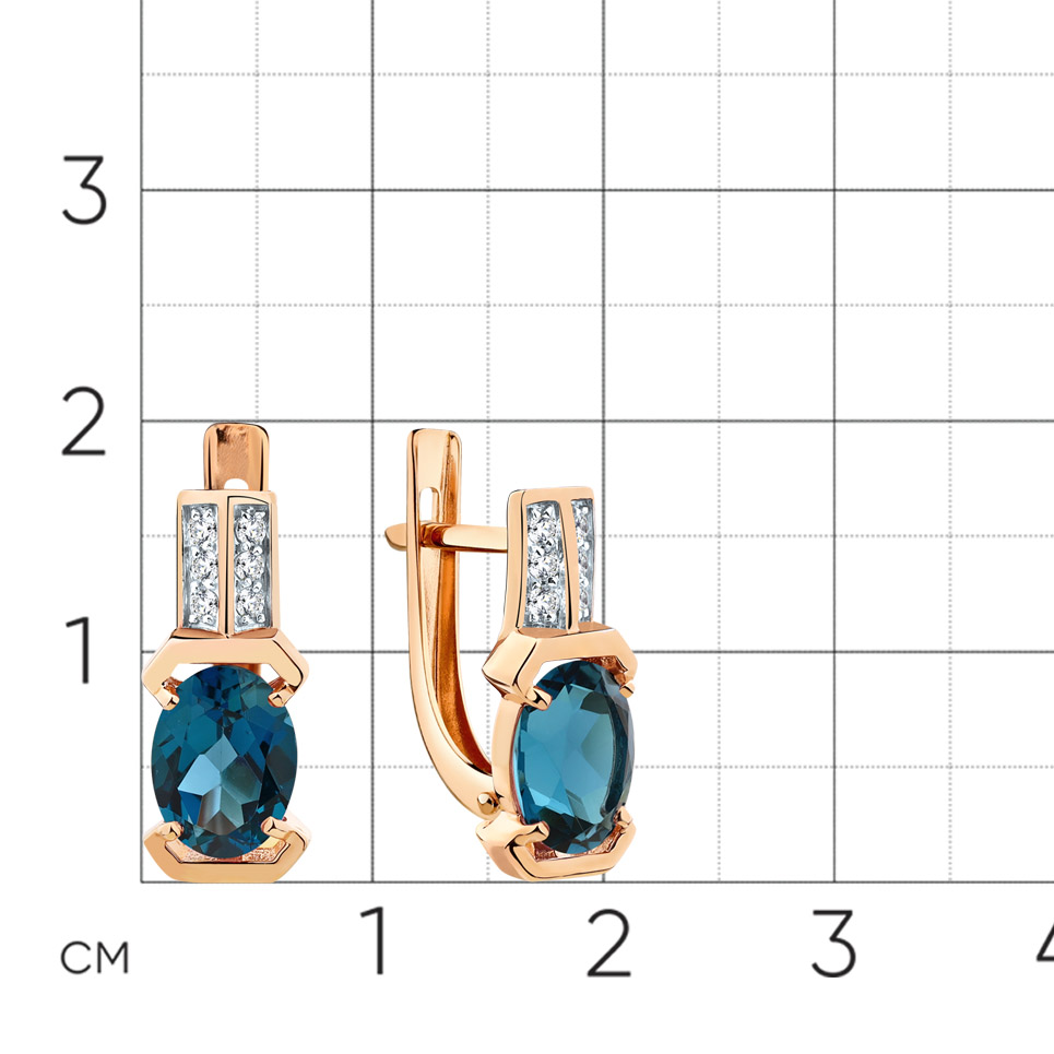 Cercei din aur roșu cu pietre Cubic Zirconia Incolor, Topaz London