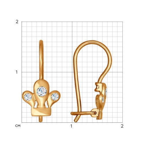 Cercei p-u copii din aur roșu cu pietre Cubic Zirconia Incolor