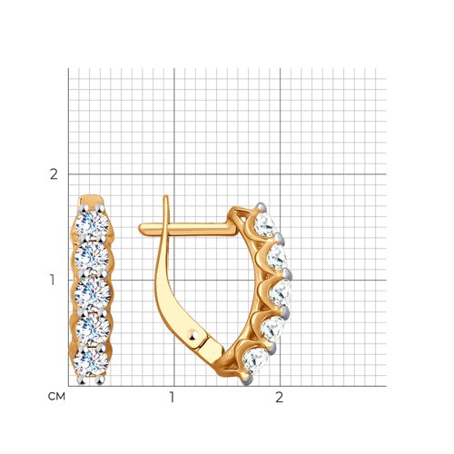 Cercei din aur roșu cu pietre Cubic Zirconia Incolor
