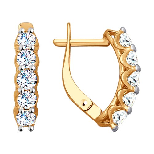 Cercei din aur roșu cu pietre Cubic Zirconia Incolor