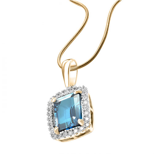 Pandantiv din aur roșu cu pietre Cubic Zirconia Incolor, Topaz Swiss