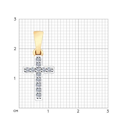 Cruce din aur roșu cu pietre Cubic Zirconia Incolor