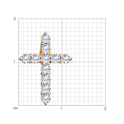 Cruce din aur roșu cu pietre Cubic Zirconia Incolor