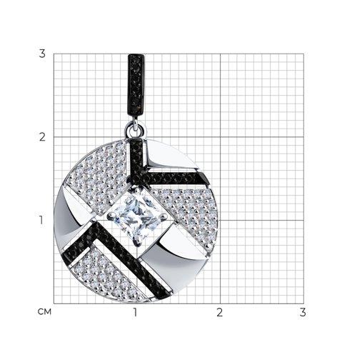 Подвеска из белого золота с камнями Фианит, Фианит Чёрный и Swarovski