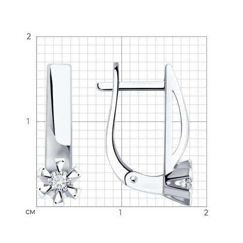 Серьги из белого золота с камнями Бриллиант