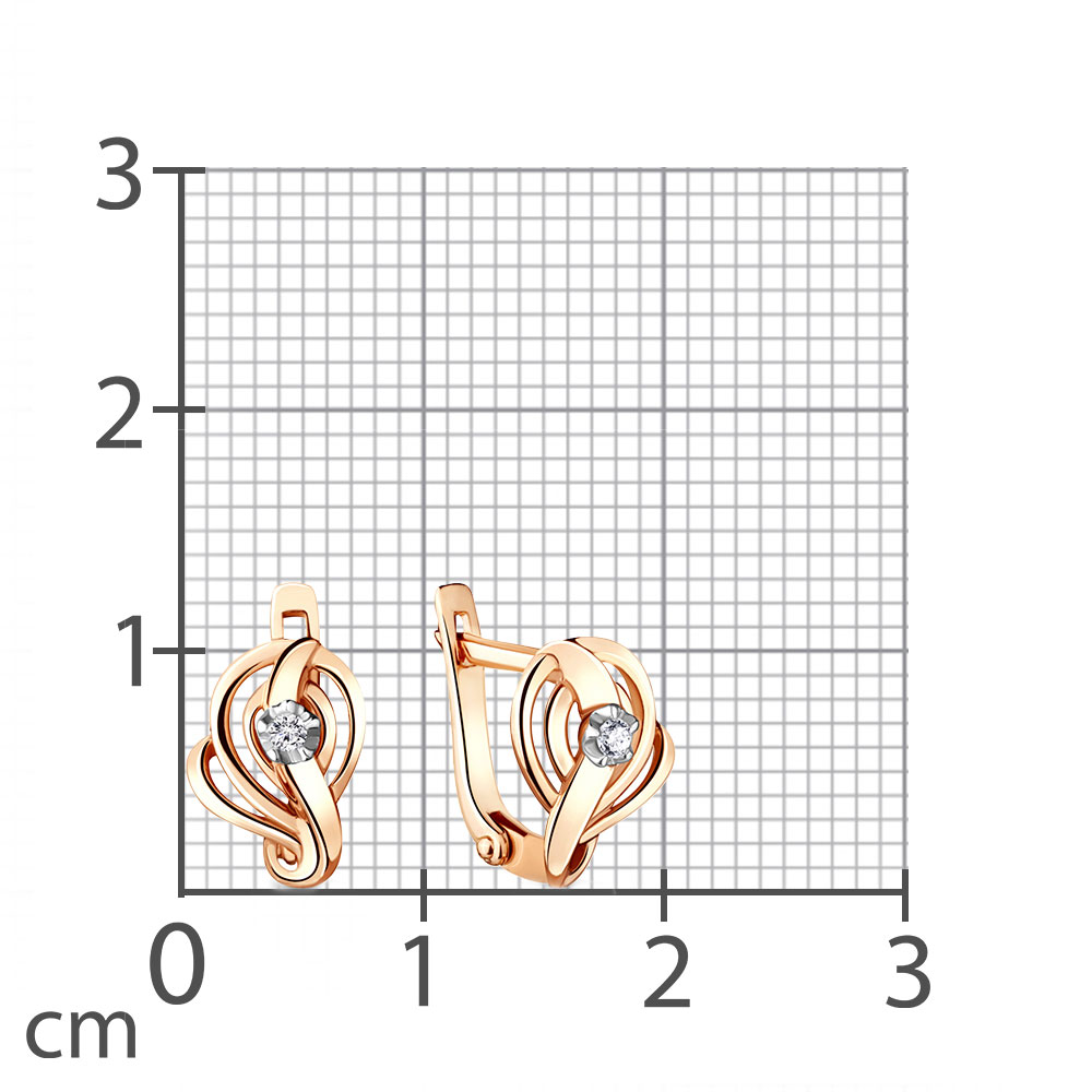 Серьги из красного золота с камнями Бриллиант