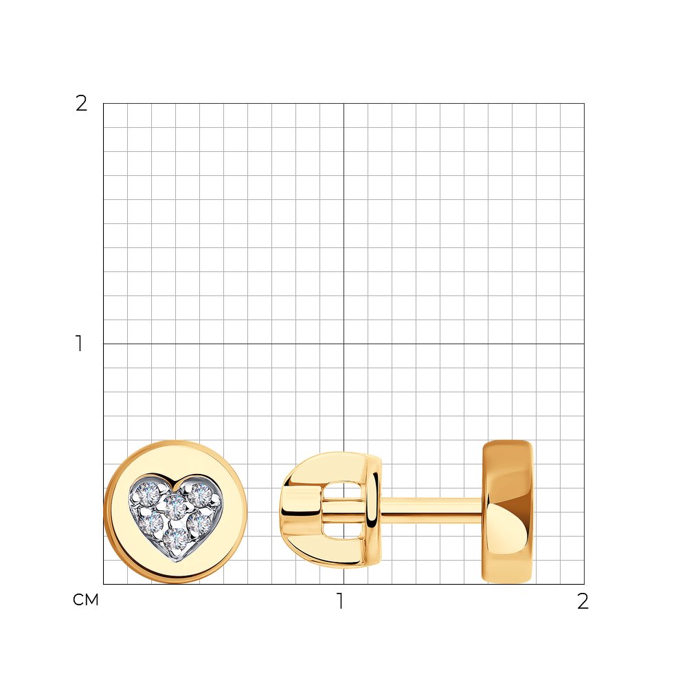 Cercei Pusete din aur roșu cu pietre Cubic Zirconia Incolor