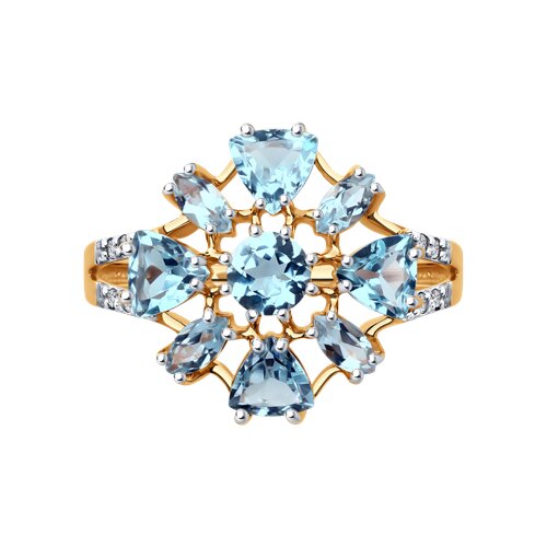 Inel din aur roșu cu pietre Cubic Zirconia Incolor, Topaz Swiss