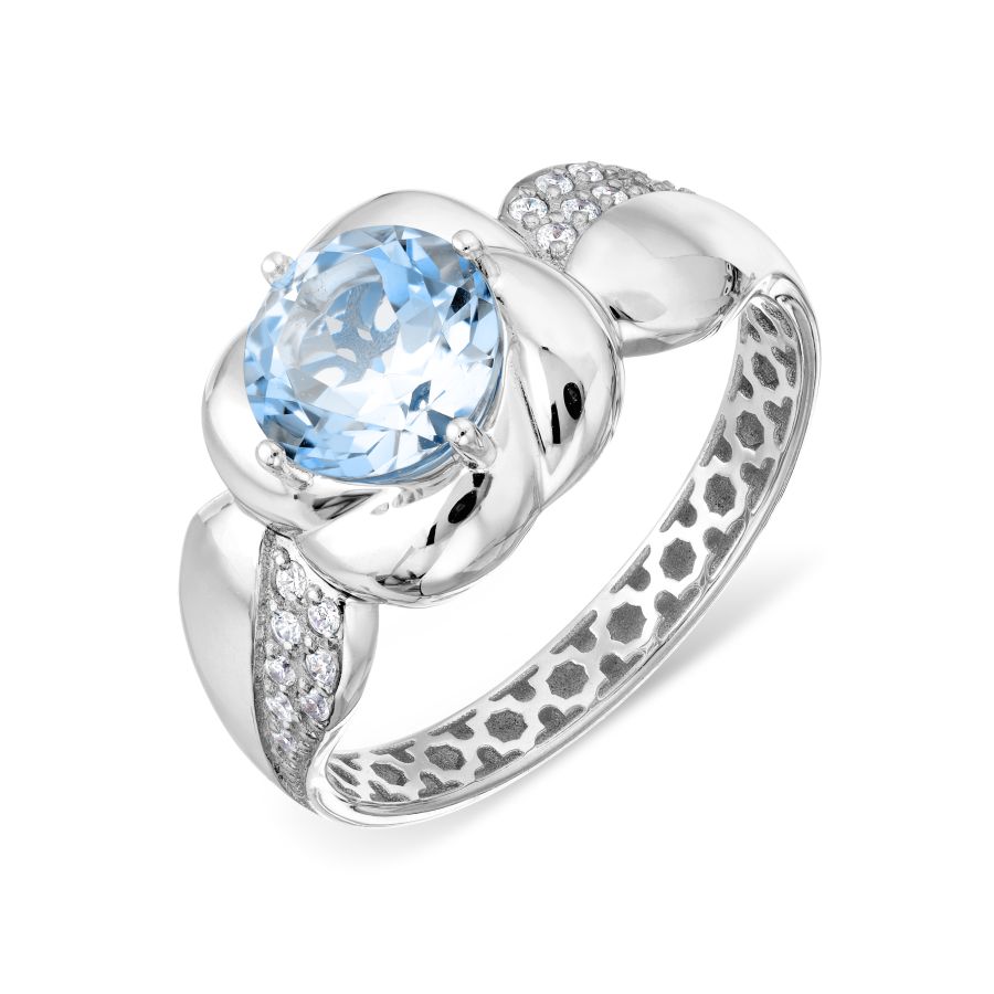 Inel din aur alb cu pietre Cubic Zirconia Incolor, Topaz