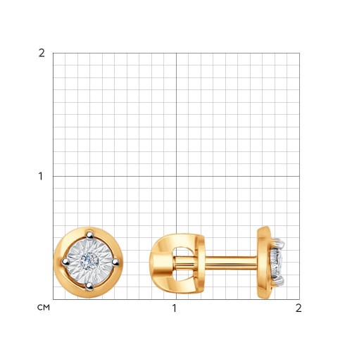 Cercei Pusete din aur alb și roșu cu pietre Diamant