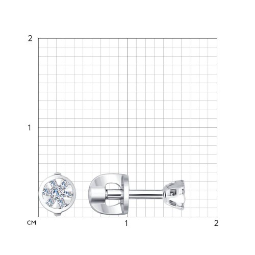 Cercei Pusete din aur alb cu pietre Diamant