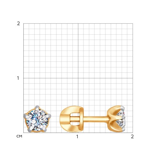 Cercei Pusete din aur roșu cu pietre Diamant