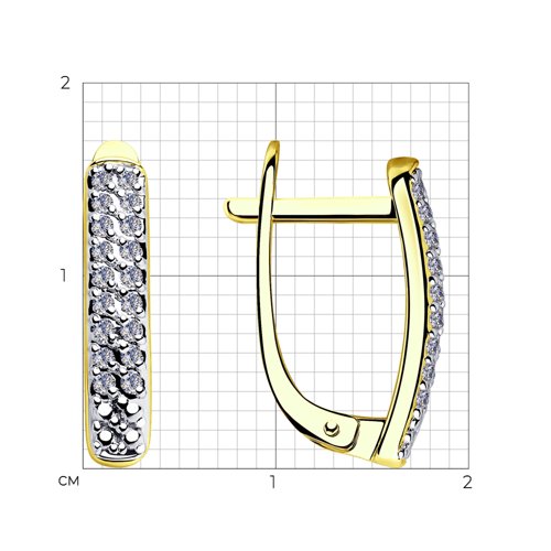 Серьги из желтого золота с камнями Бриллиант
