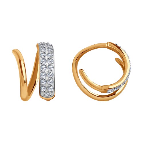 Cercei din aur roșu cu pietre Cubic Zirconia Incolor