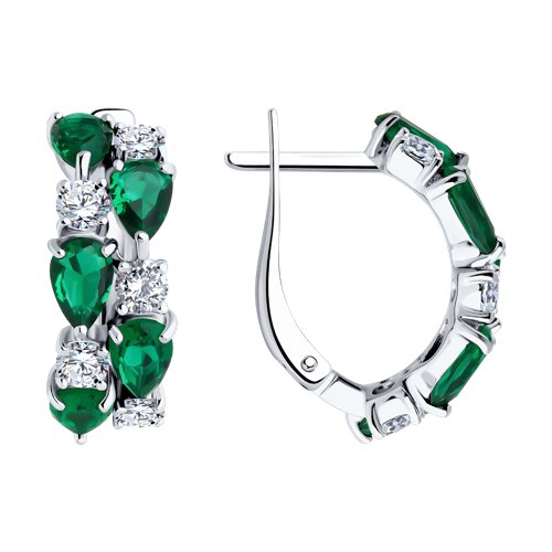 Cercei din argint  cu pietre Cubic Zirconia Incolor, Cubic Zirconia Verde