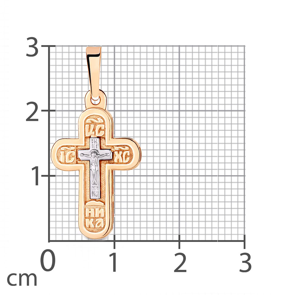 Крестик из красного золота без камней