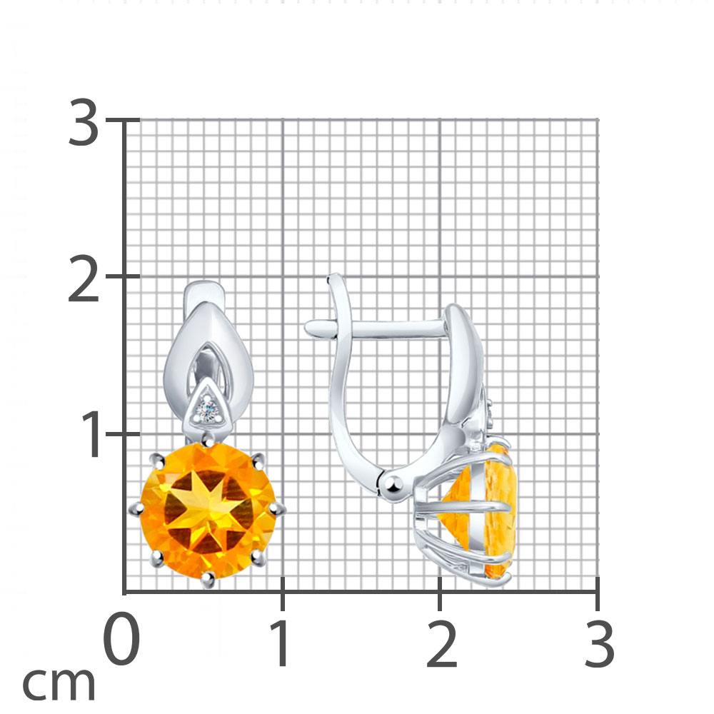 Cercei din argint  cu pietre Cubic Zirconia Incolor, Citrin