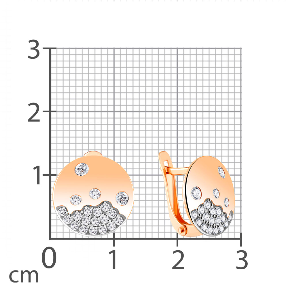 Cercei din aur roșu cu pietre Cubic Zirconia Incolor
