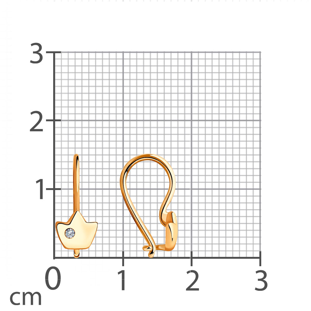 Детские серьги из красного золота с камнями Бриллиант