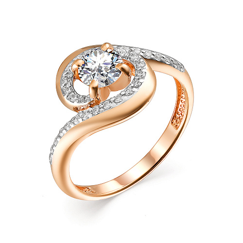 Inel din aur roșu cu pietre Cubic Zirconia Incolor