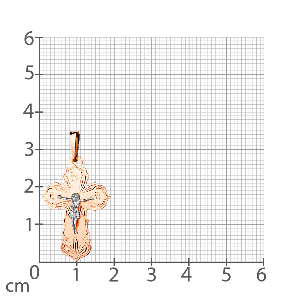 Крестик из красного золота без камней