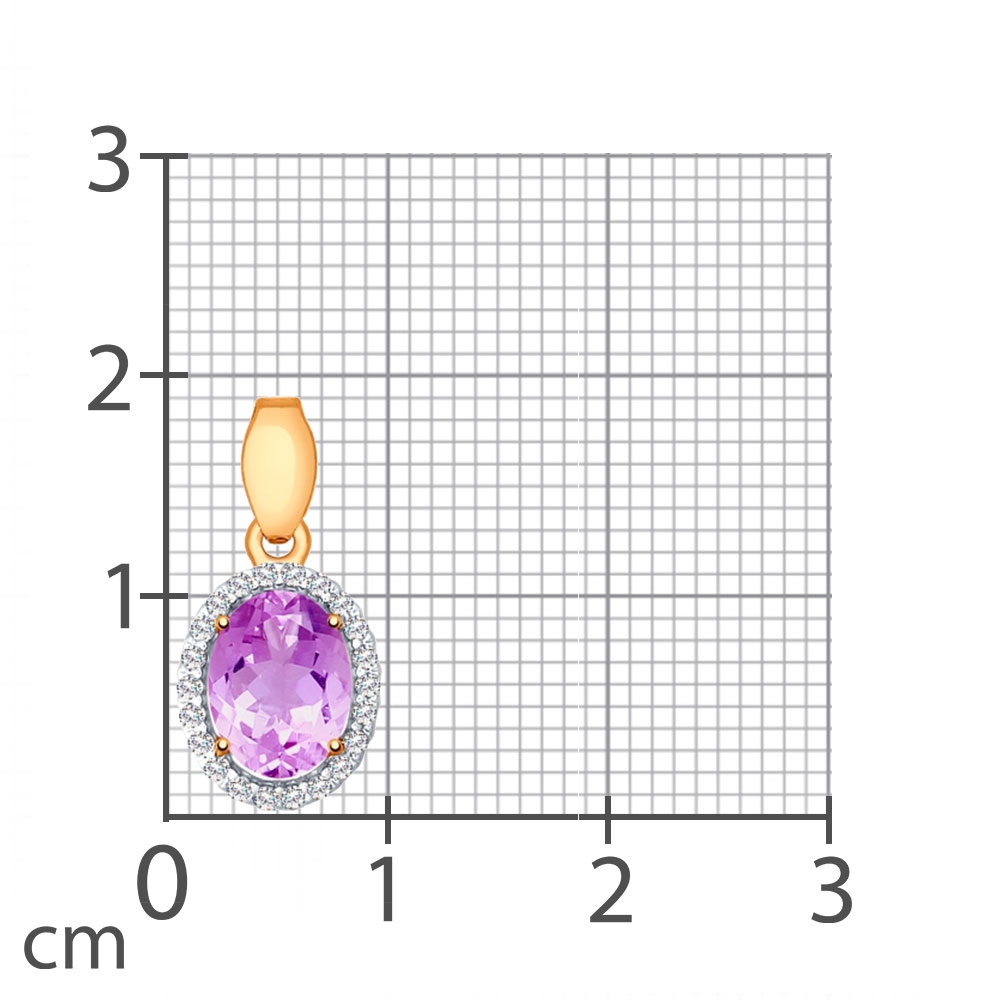 Подвеска из красного золота с камнями Фианит, Аметист