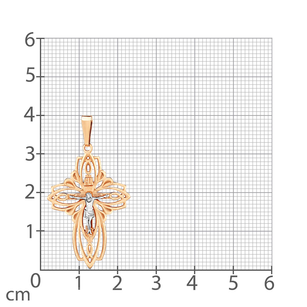 Крестик из красного золота без камней