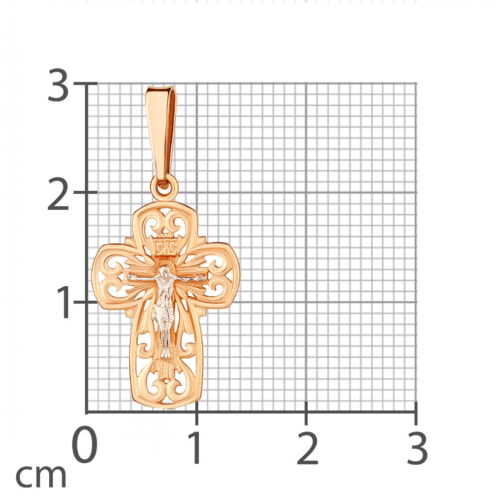 Крестик из красного золота без камней