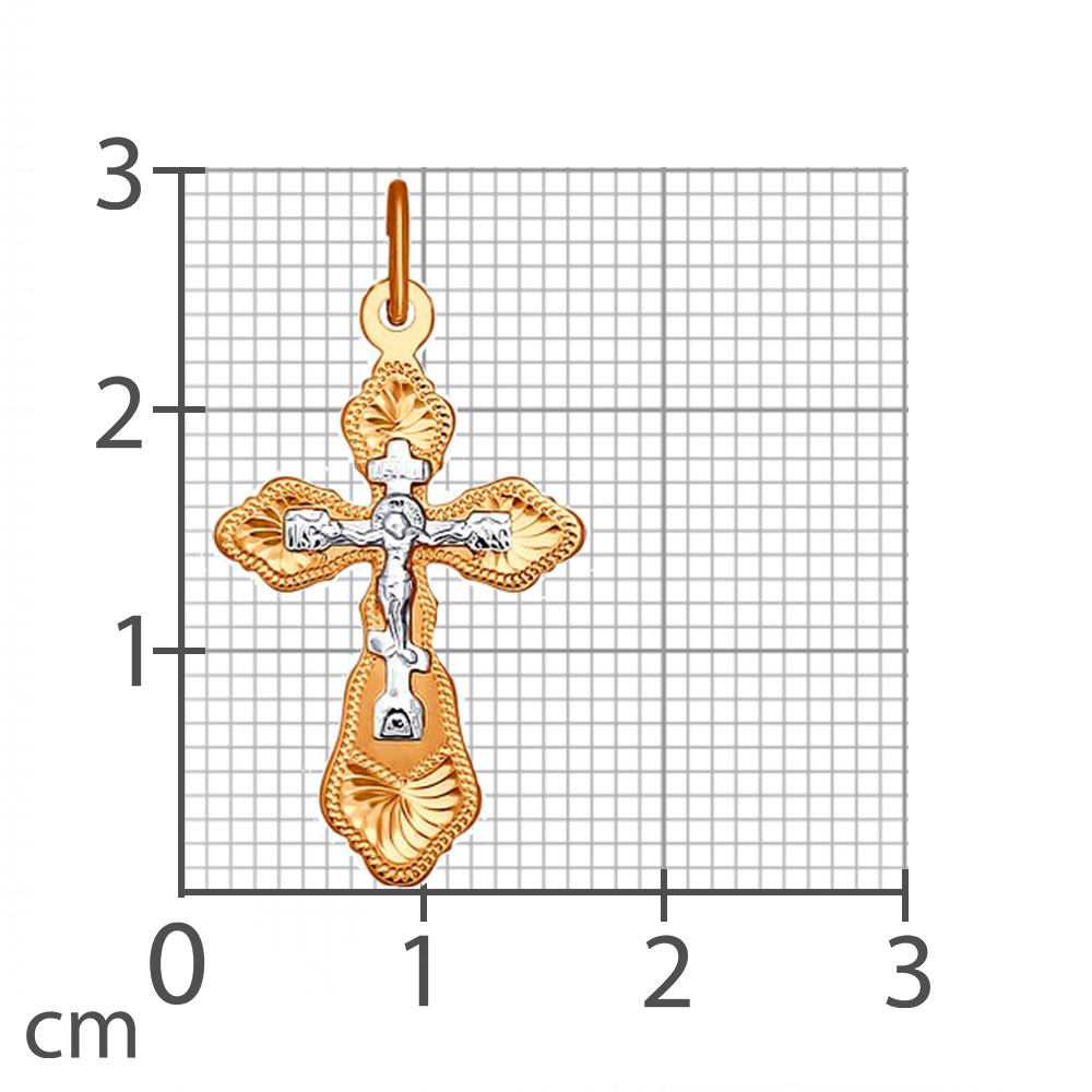 Крестик из белого и красного золота без камней