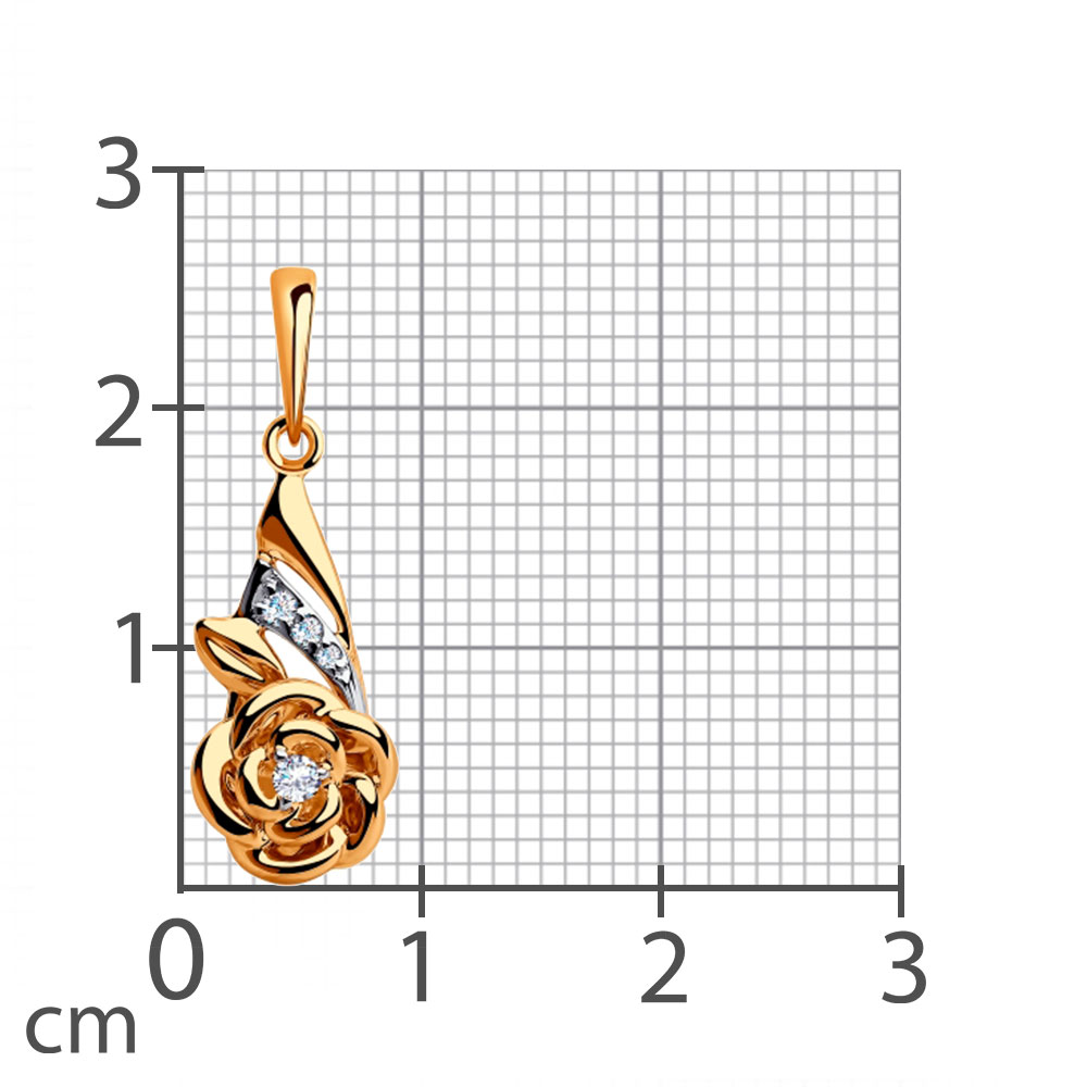 Pandantiv din aur roșu cu pietre Cubic Zirconia Incolor