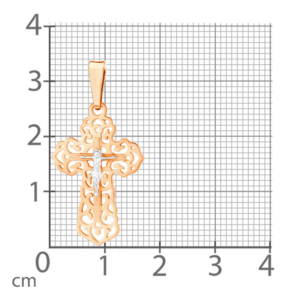 Крестик из красного золота без камней