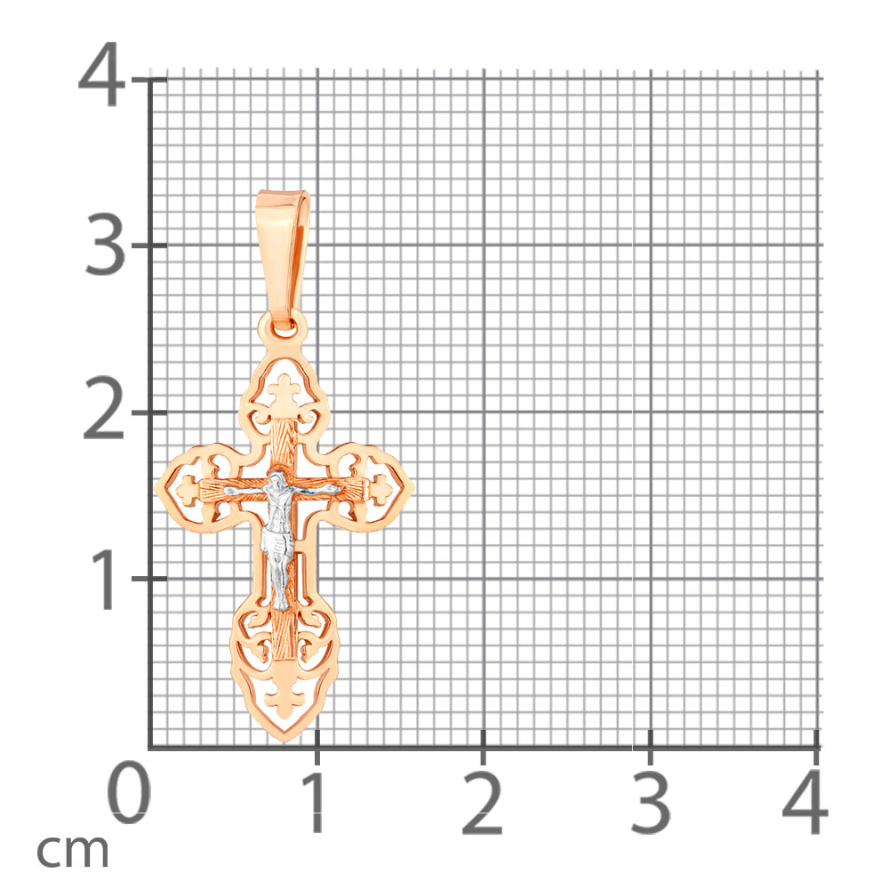 Крестик из красного золота без камней