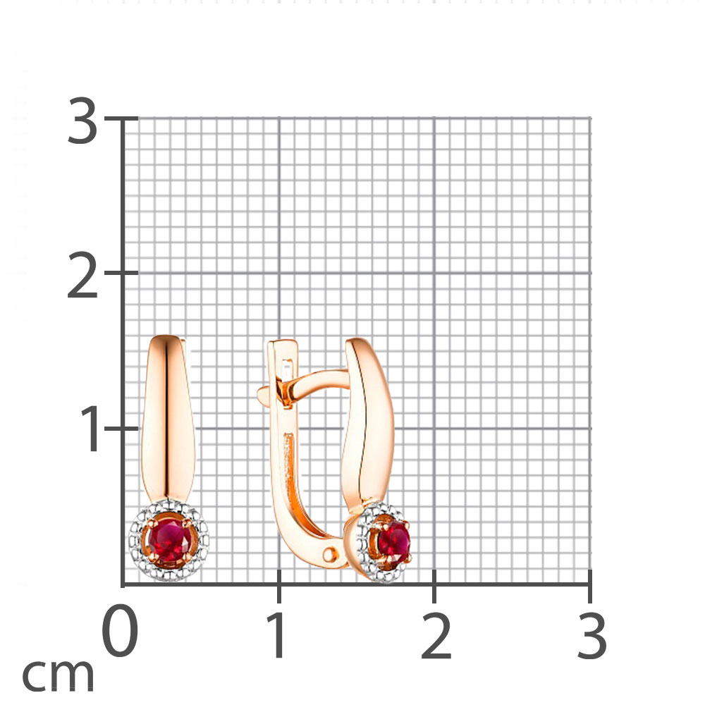 Серьги из красного золота с камнями Рубин