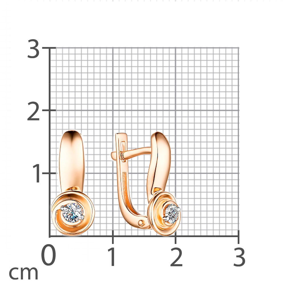 Серьги из красного золота с камнями Бриллиант
