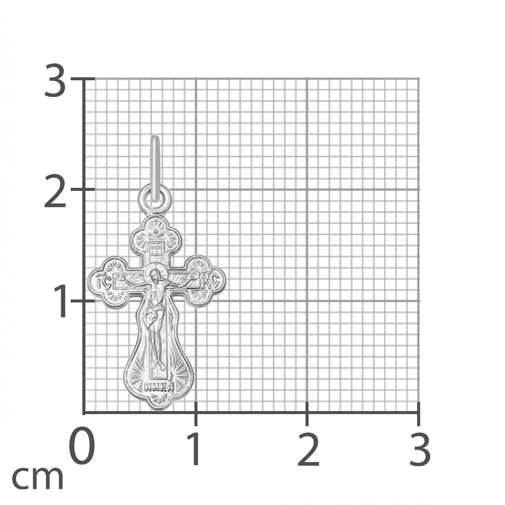 Крестик из белого золота без камней