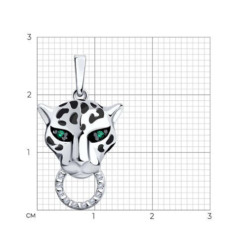 Pandantiv din argint  cu pietre Cubic Zirconia Incolor, Cubic Zirconia Verde și Emailare