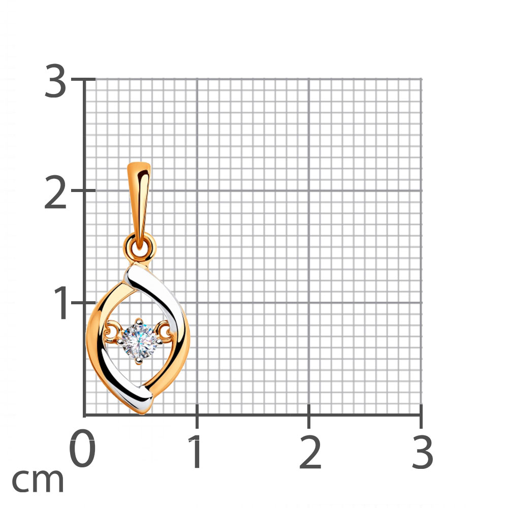 Pandantiv din aur roșu cu pietre Cubic Zirconia Incolor